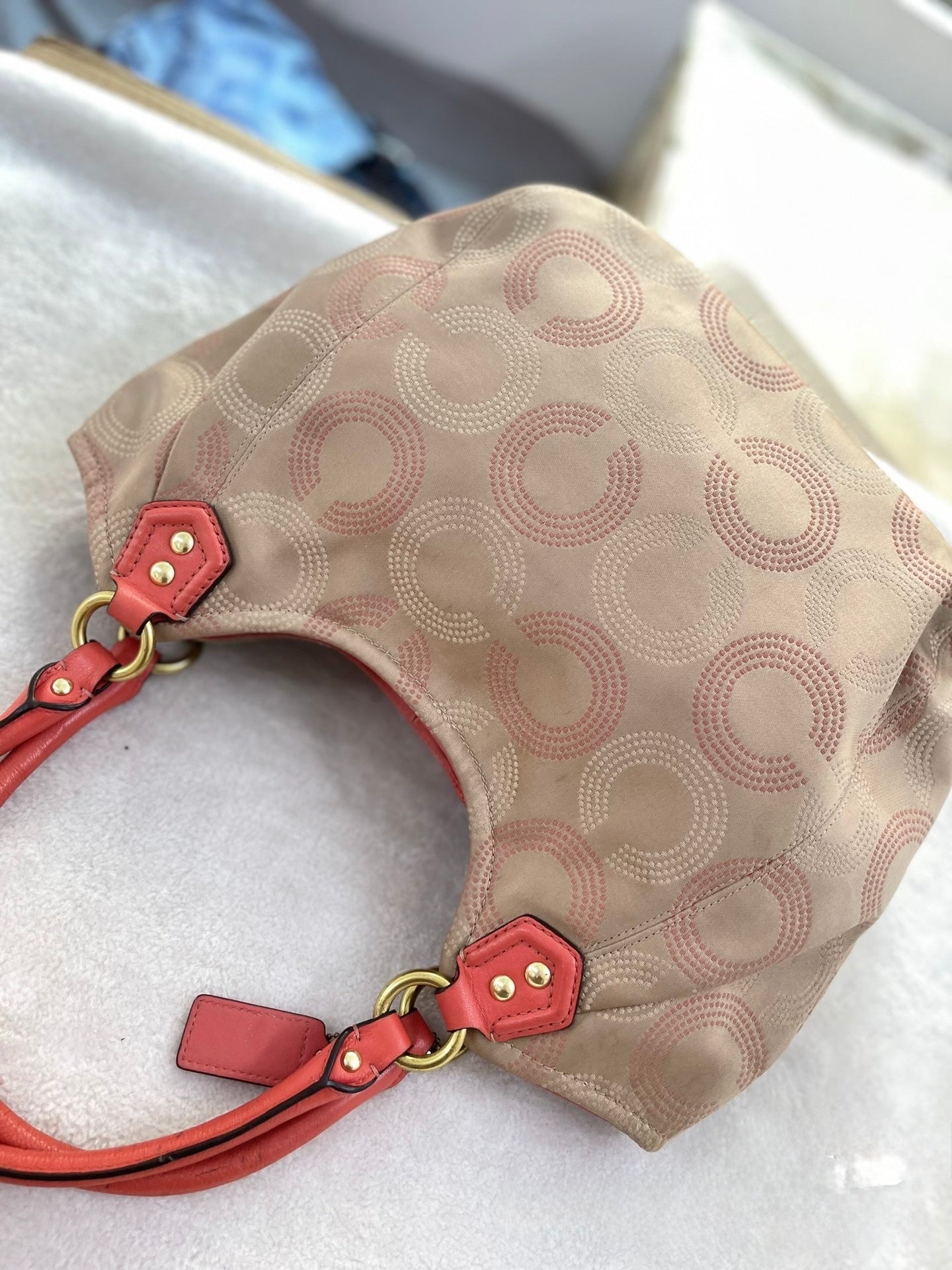 Coach Ashley Dotted Op Art Signature Hobo