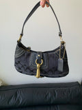 Coach Signature Demi Pouch Baguette with Front Dog-Leash Clip & Studded Leather Trim