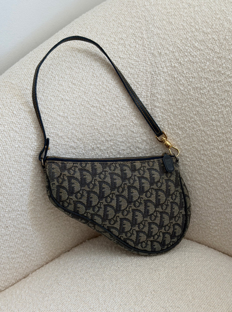 Navy Dior Saddle Trotter Shoulder Bag