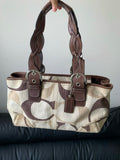 Coach Hamptons Signature Canvas Carly Tote with Braided Leather Handles