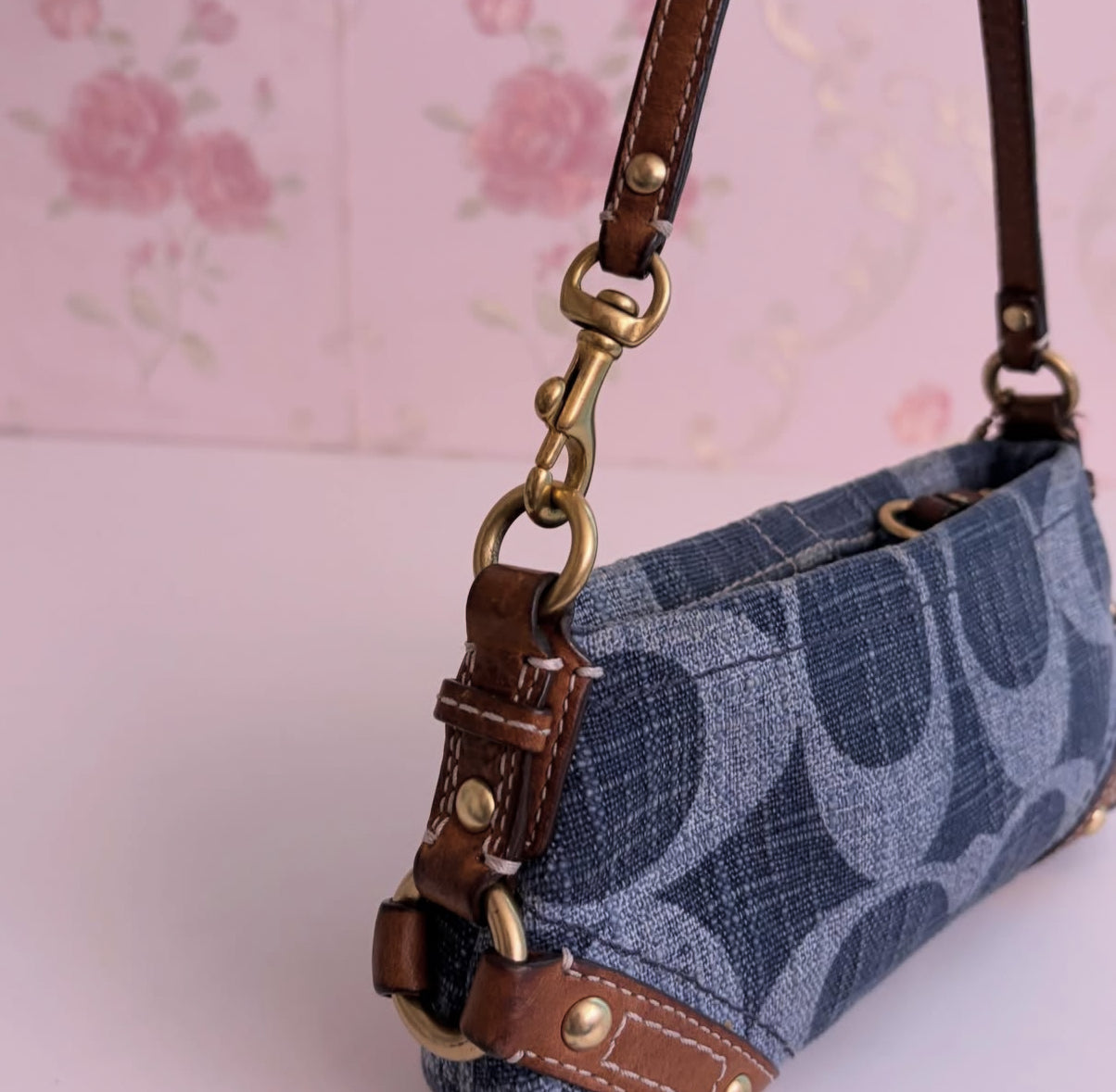 Vintage Coach 2000s denim micro carly bag