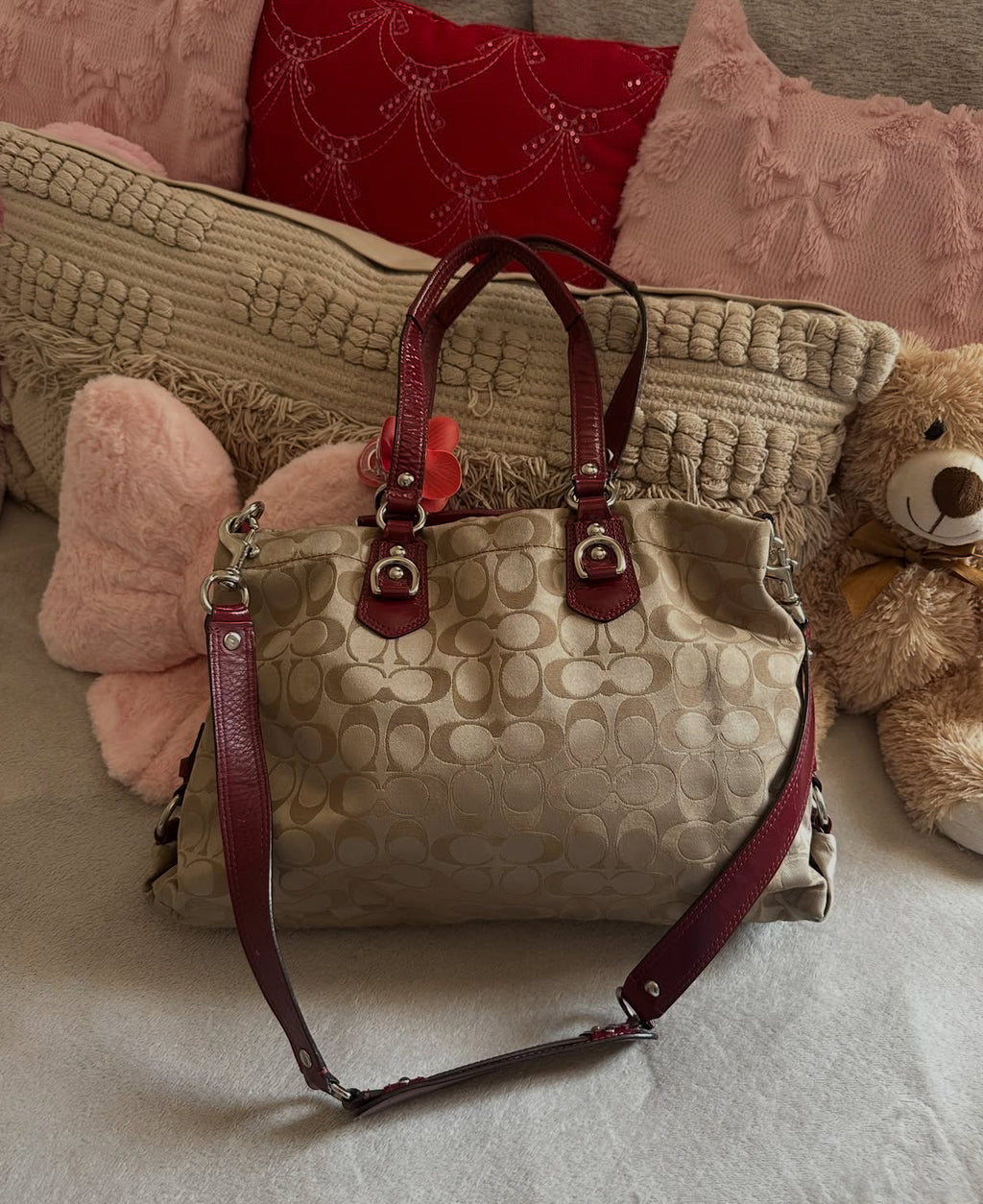 Coach 2011 Ashley Signature Brown and Red Bag