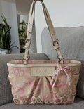 Coach Pink & Cream Optic Gallery Tote