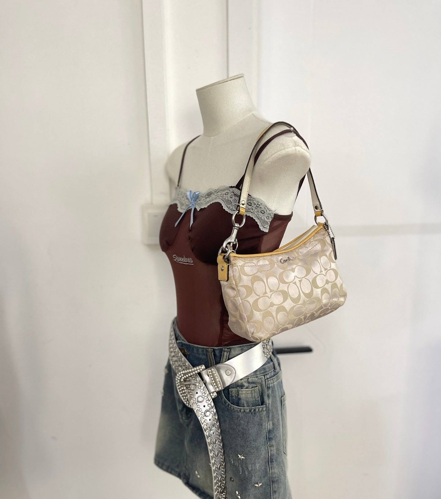Coach Optic Signature C Demi Pouch / Small Shoulder Bag