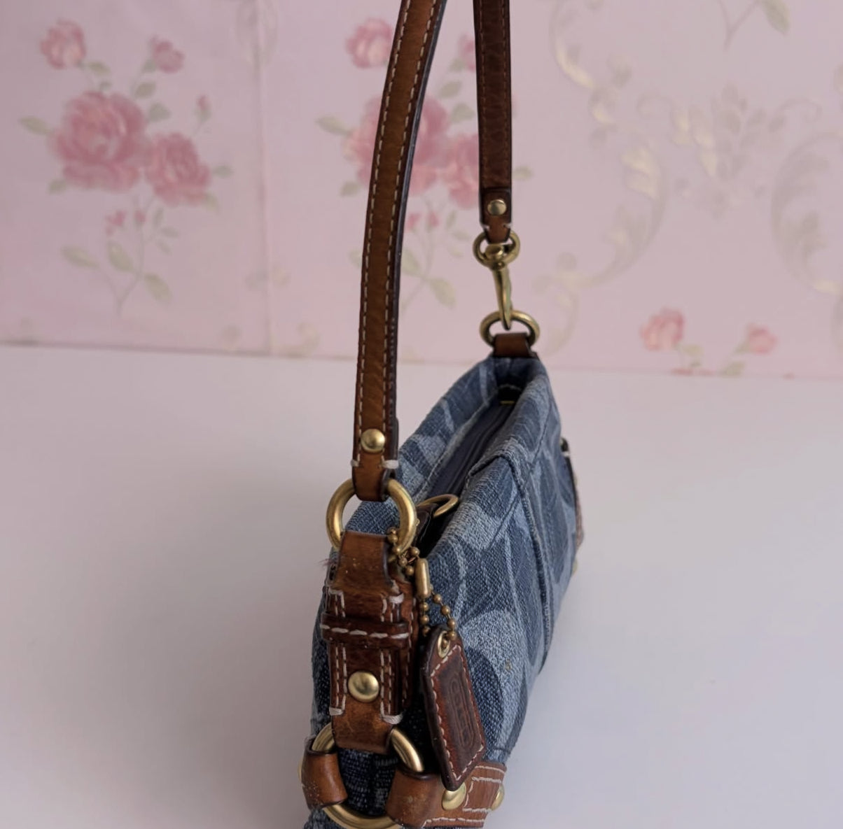 Vintage Coach 2000s denim micro carly bag