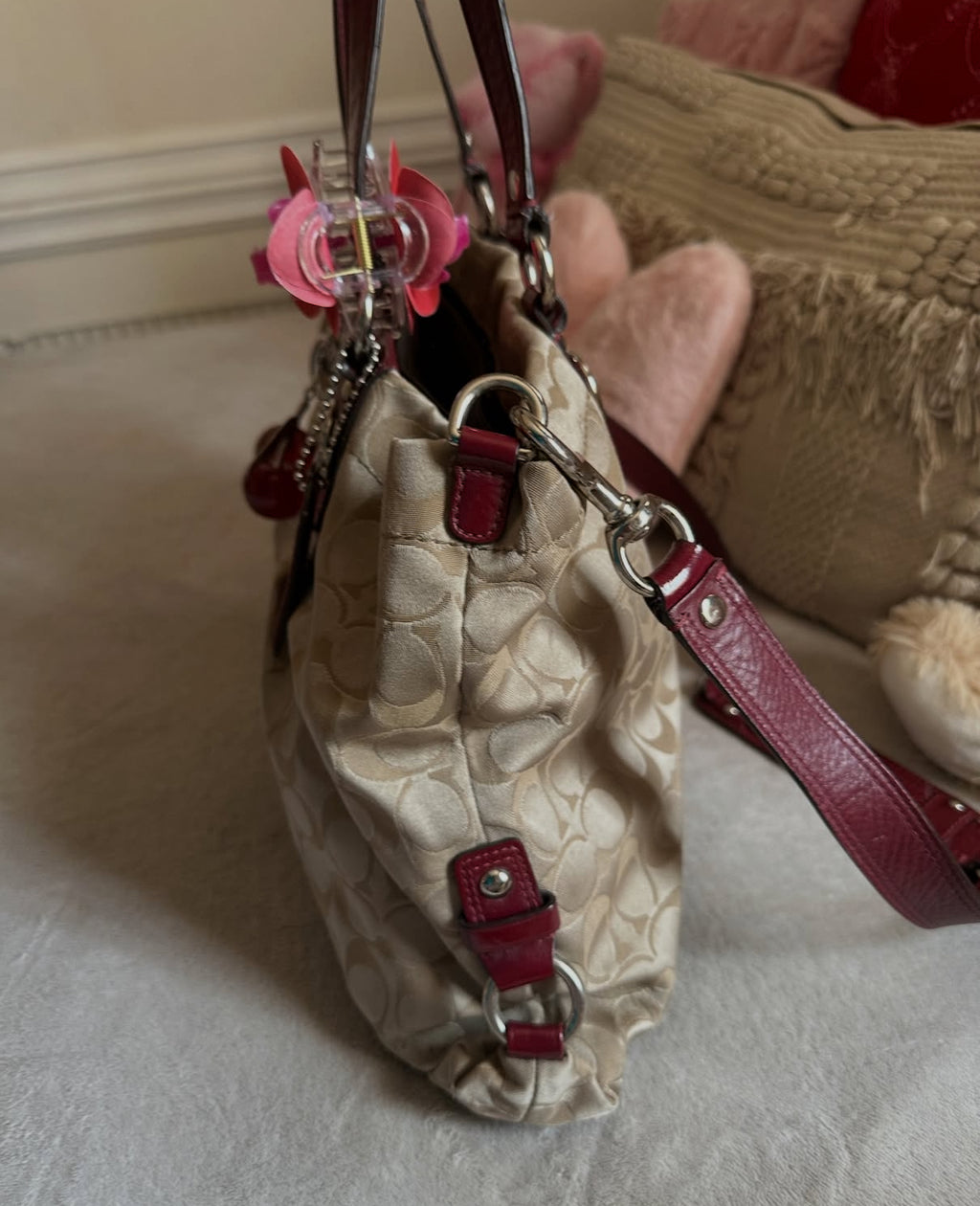 Coach 2011 Ashley Signature Brown and Red Bag