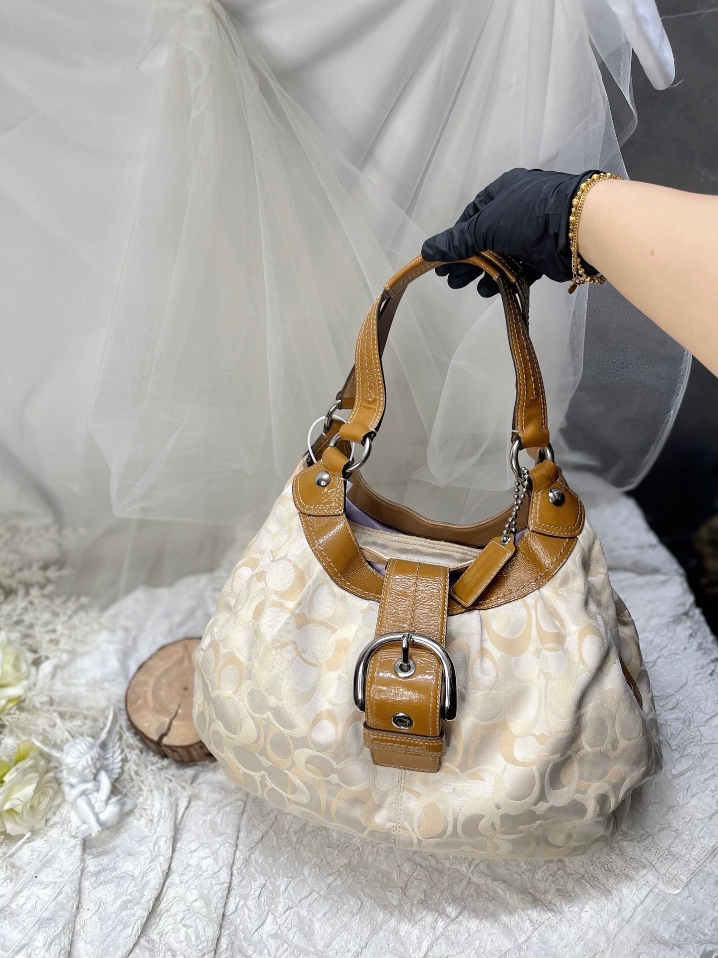 Coach Soho Pleated Signature Buckle Hobo Flap Bag
