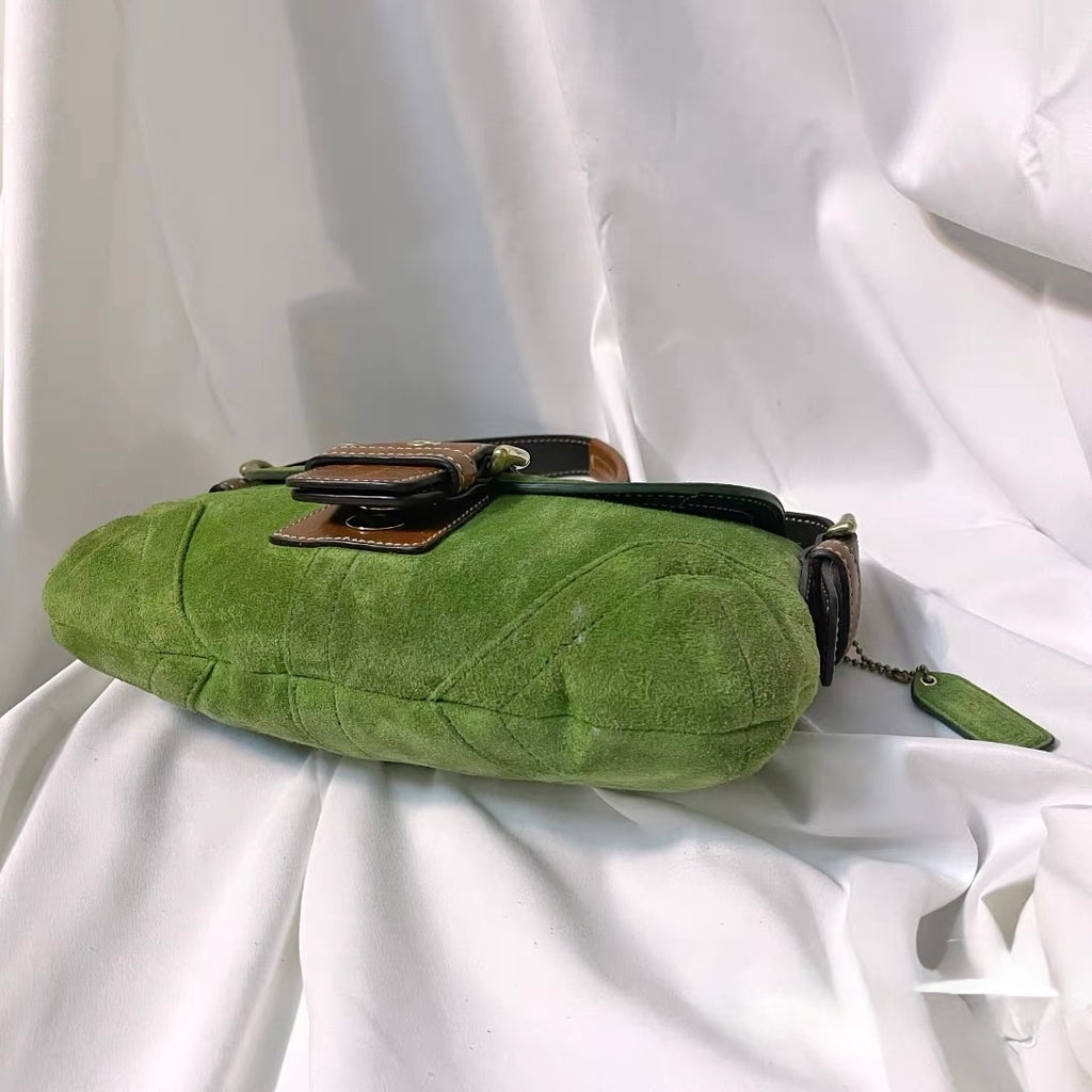 Vintage Coach Buckle Suede Soho in Green Apple
