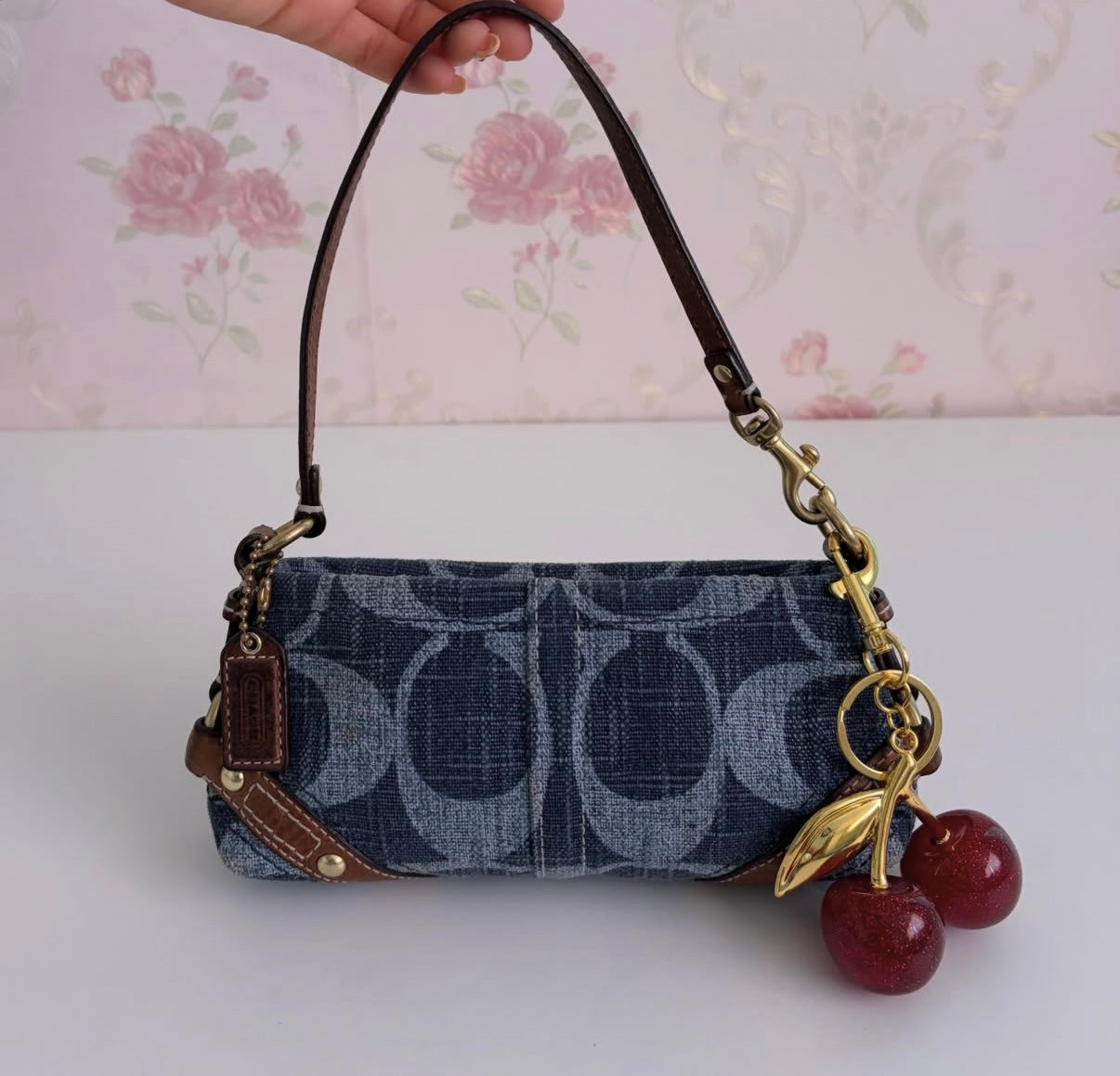 Vintage Coach 2000s denim micro carly bag