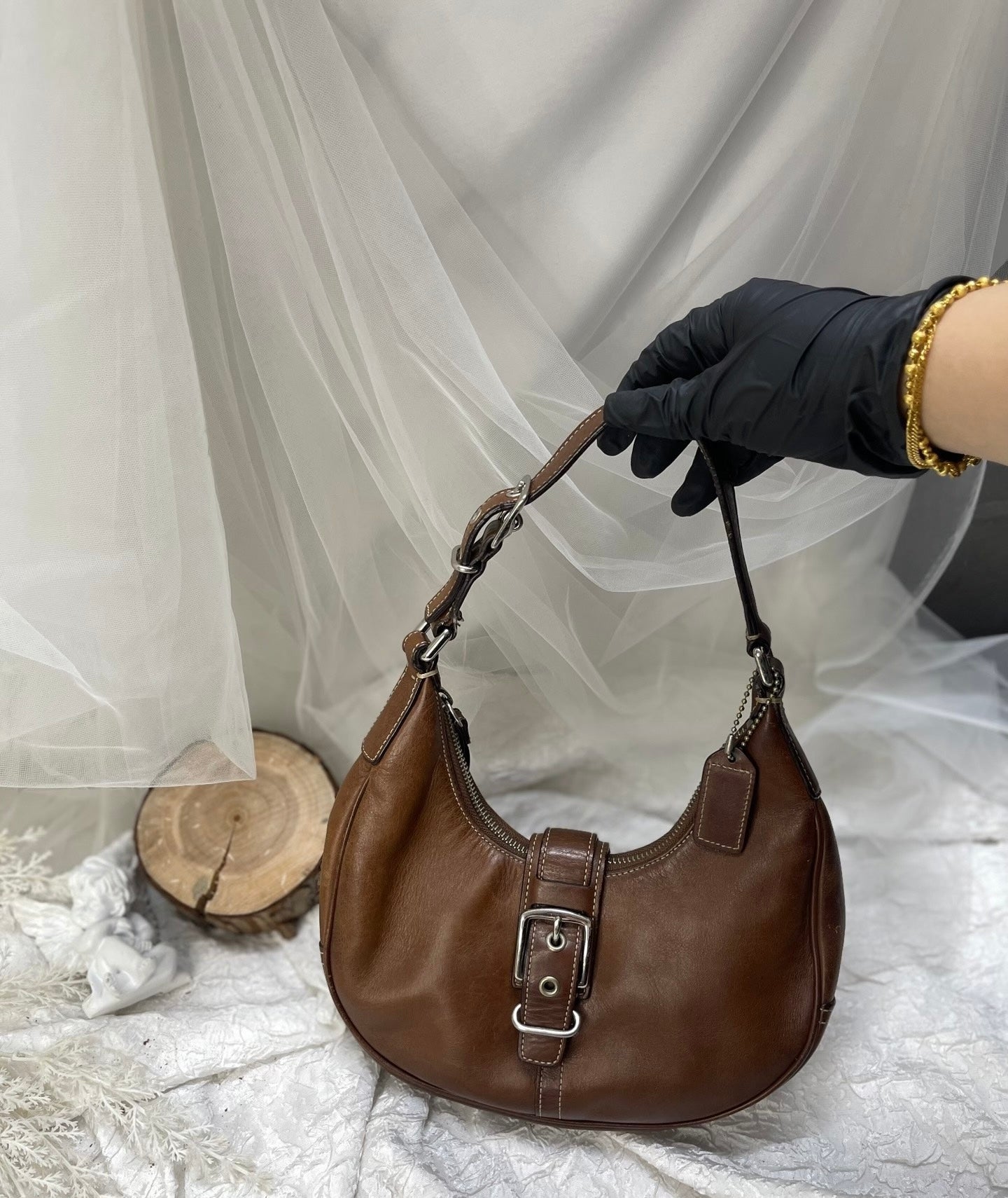 Coach Ergo Vintage Brown Leather Buckle Hobo