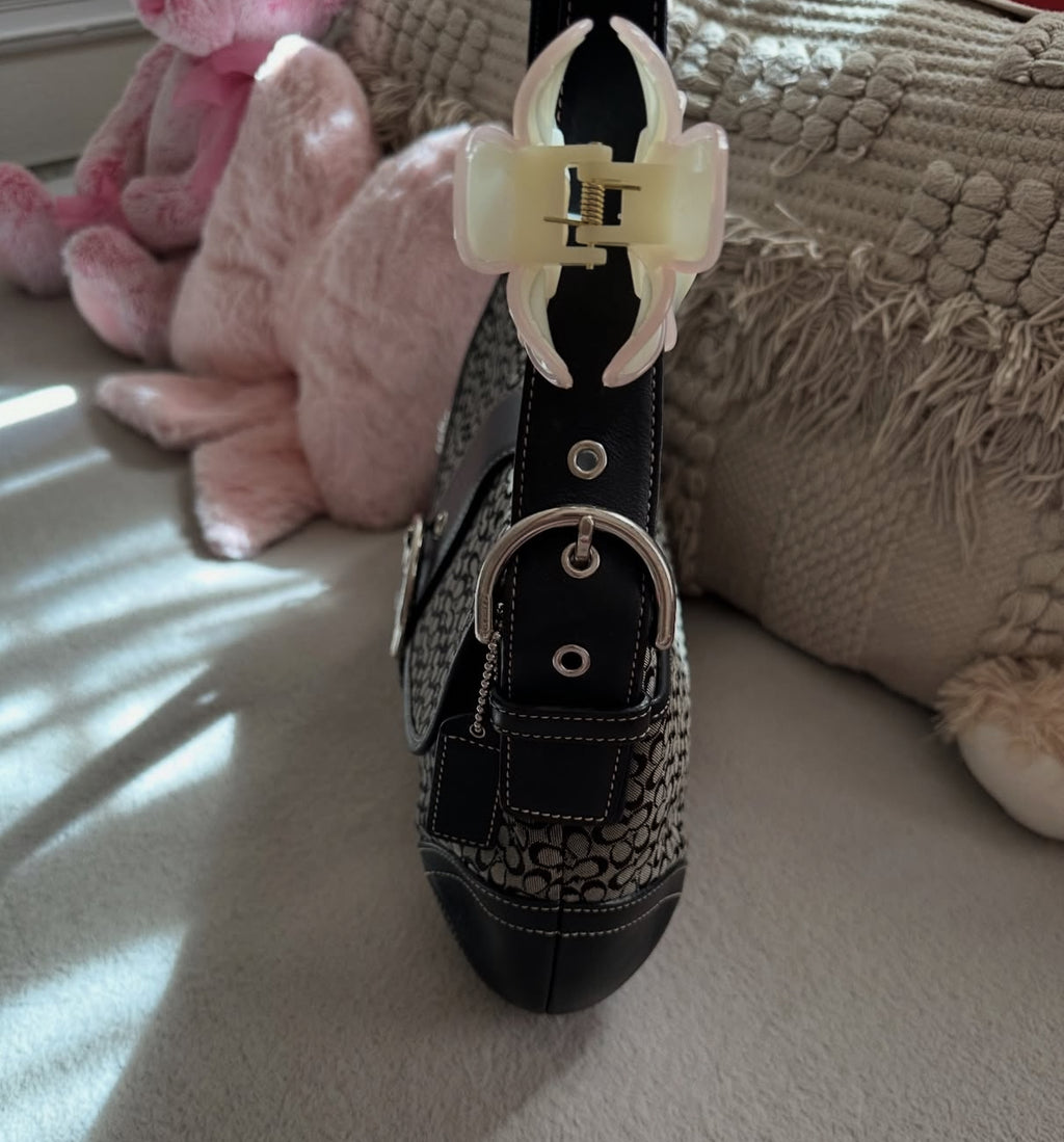 2004 Coach Jacquard Mini c Large Black & Grey Soho