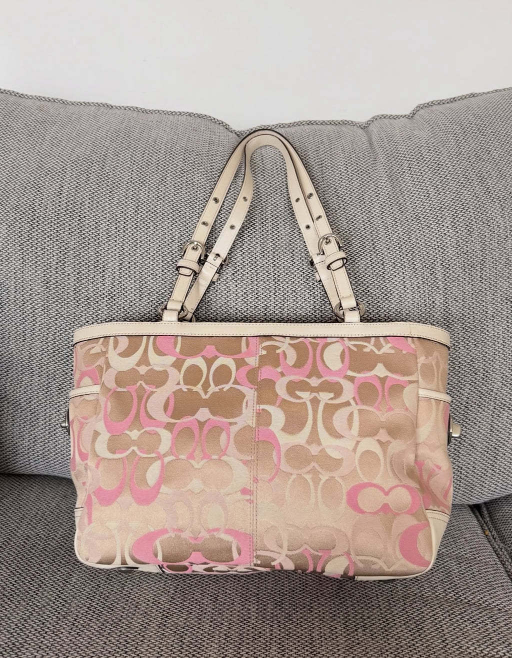 Coach Pink & Cream Optic Gallery Tote