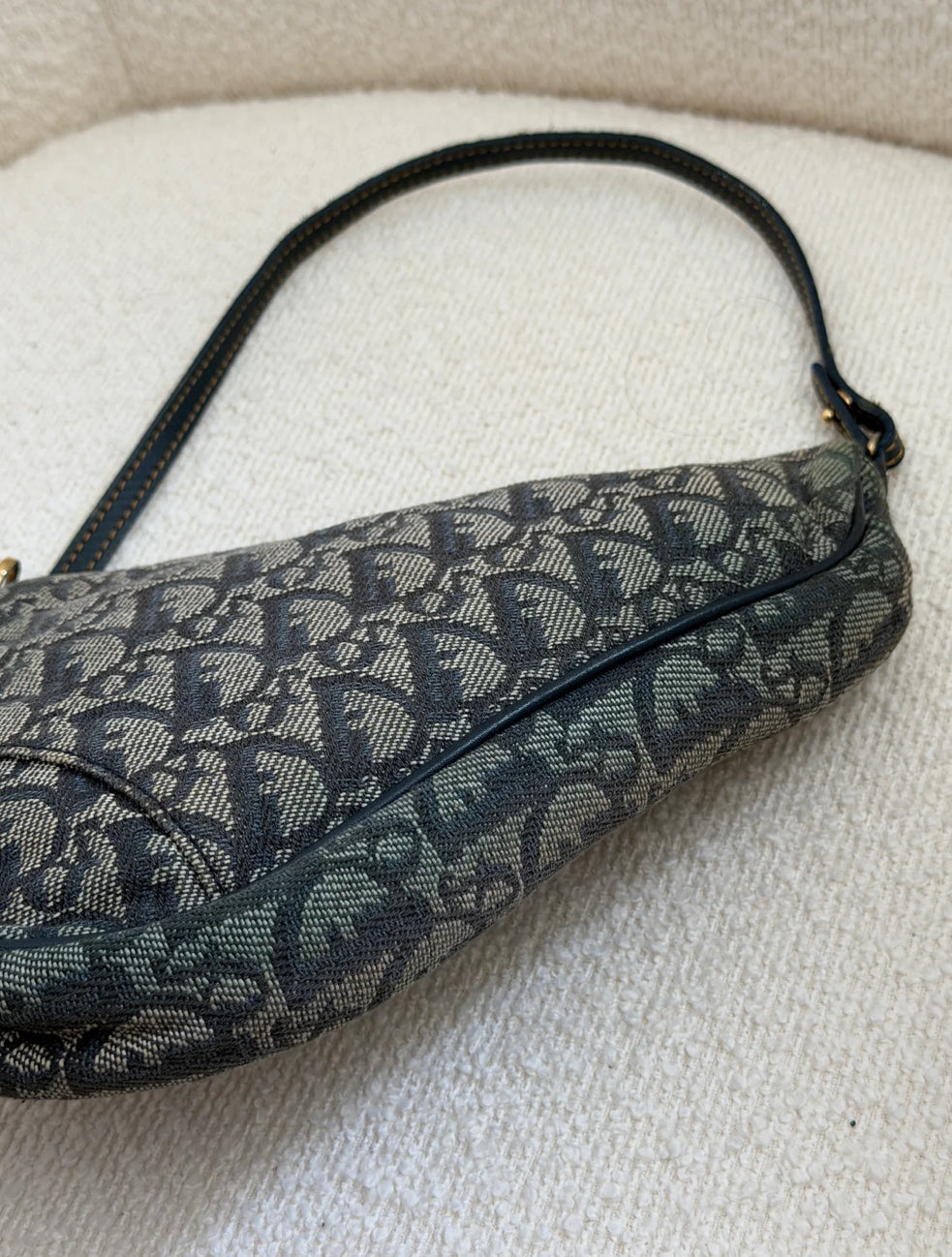 Navy Dior Saddle Trotter Shoulder Bag