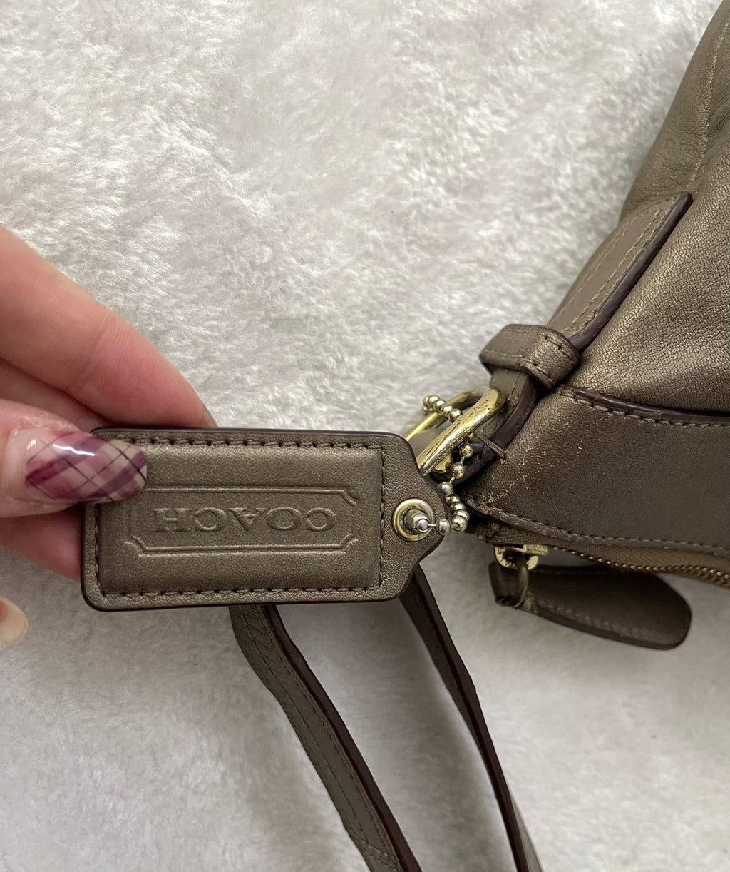 Coach Madison Pleated Leather Shoulder Bag (Bronze / Metallic Taupe leather)