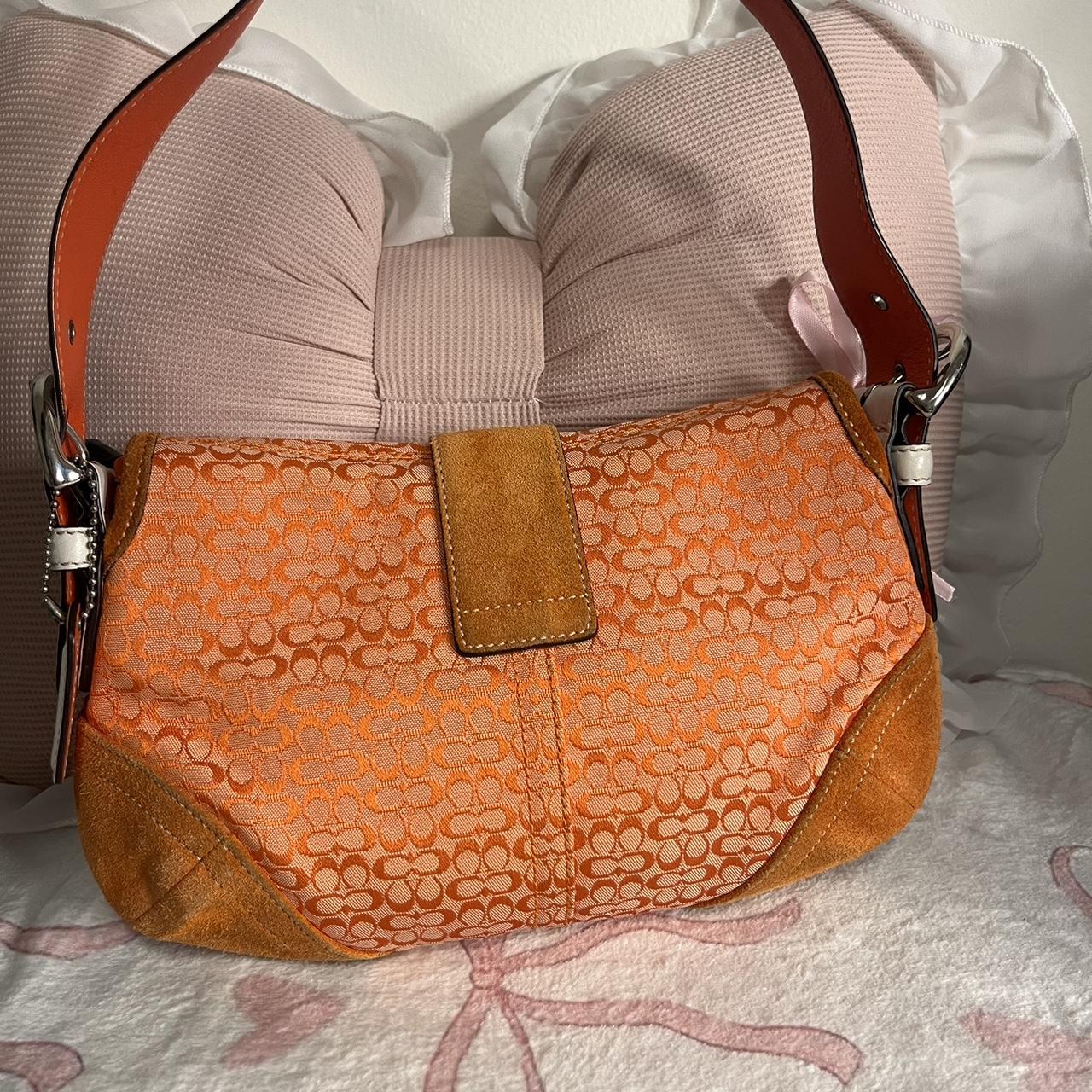 Coach Y2K Tangerine Orange Soho Buckle Signature Jacquard Suede Shoulder Bag