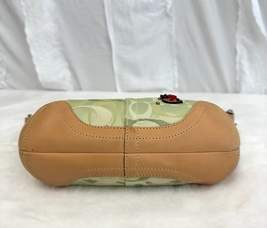 2004 Vintage Coach Green Optic Ladybug Appliqué Shoulder Bag
