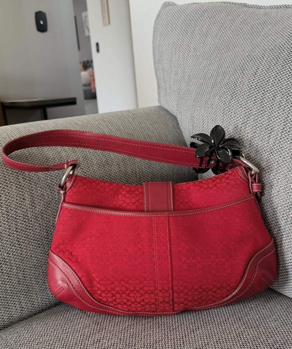 Vintage Y2K Coach Soho Flap Bag in Hot Red