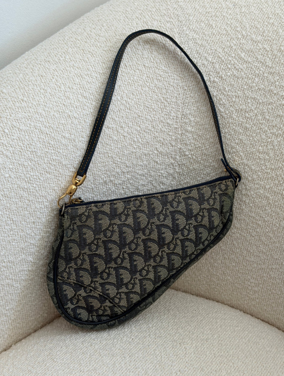 Navy Dior Saddle Trotter Shoulder Bag