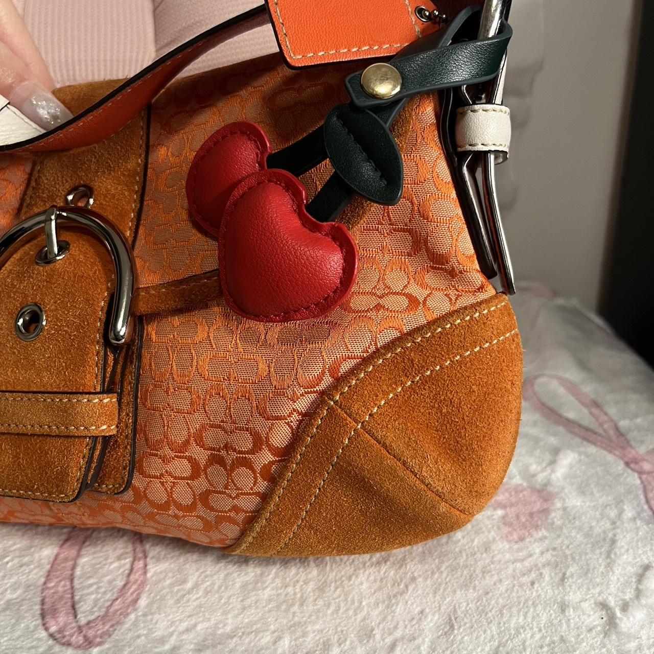 Coach Y2K Tangerine Orange Soho Buckle Signature Jacquard Suede Shoulder Bag