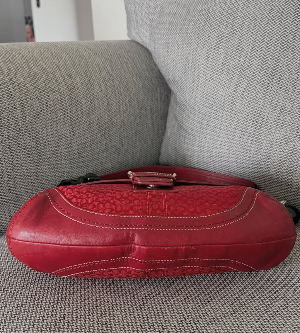 Vintage Y2K Coach Soho Flap Bag in Hot Red