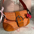 Coach Y2K Tangerine Orange Soho Buckle Signature Jacquard Suede Shoulder Bag