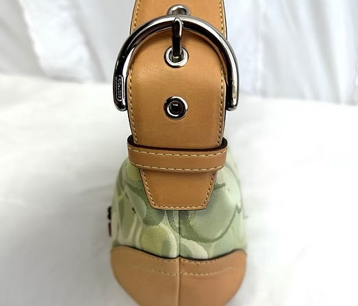 2004 Vintage Coach Green Optic Ladybug Appliqué Shoulder Bag