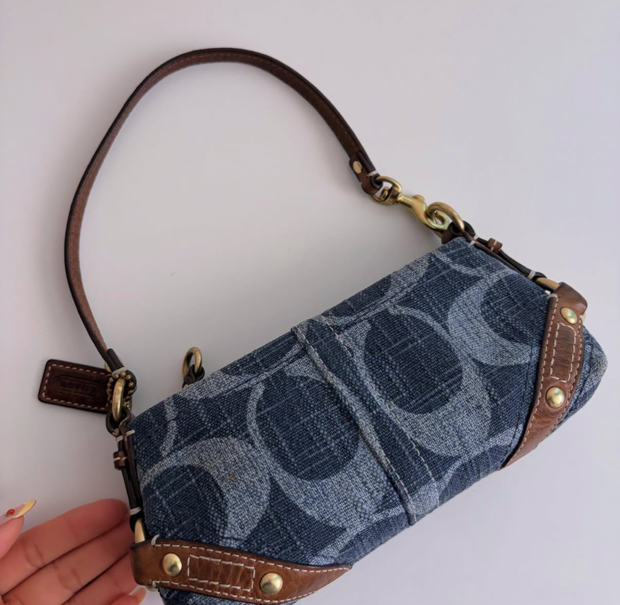 Vintage Coach 2000s denim micro carly bag