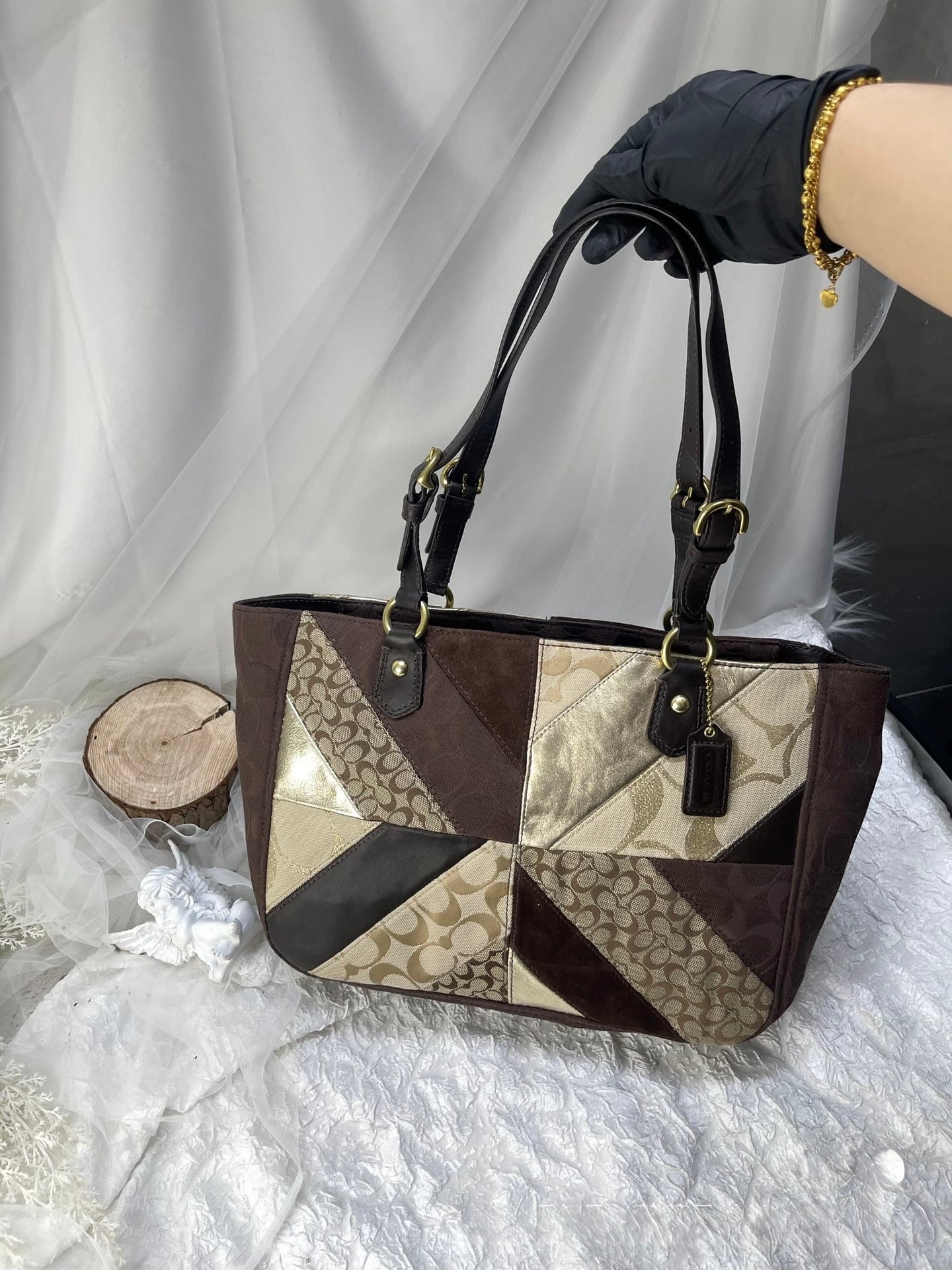 Coach Madison Geometric Multi-Media Patchwork Tote