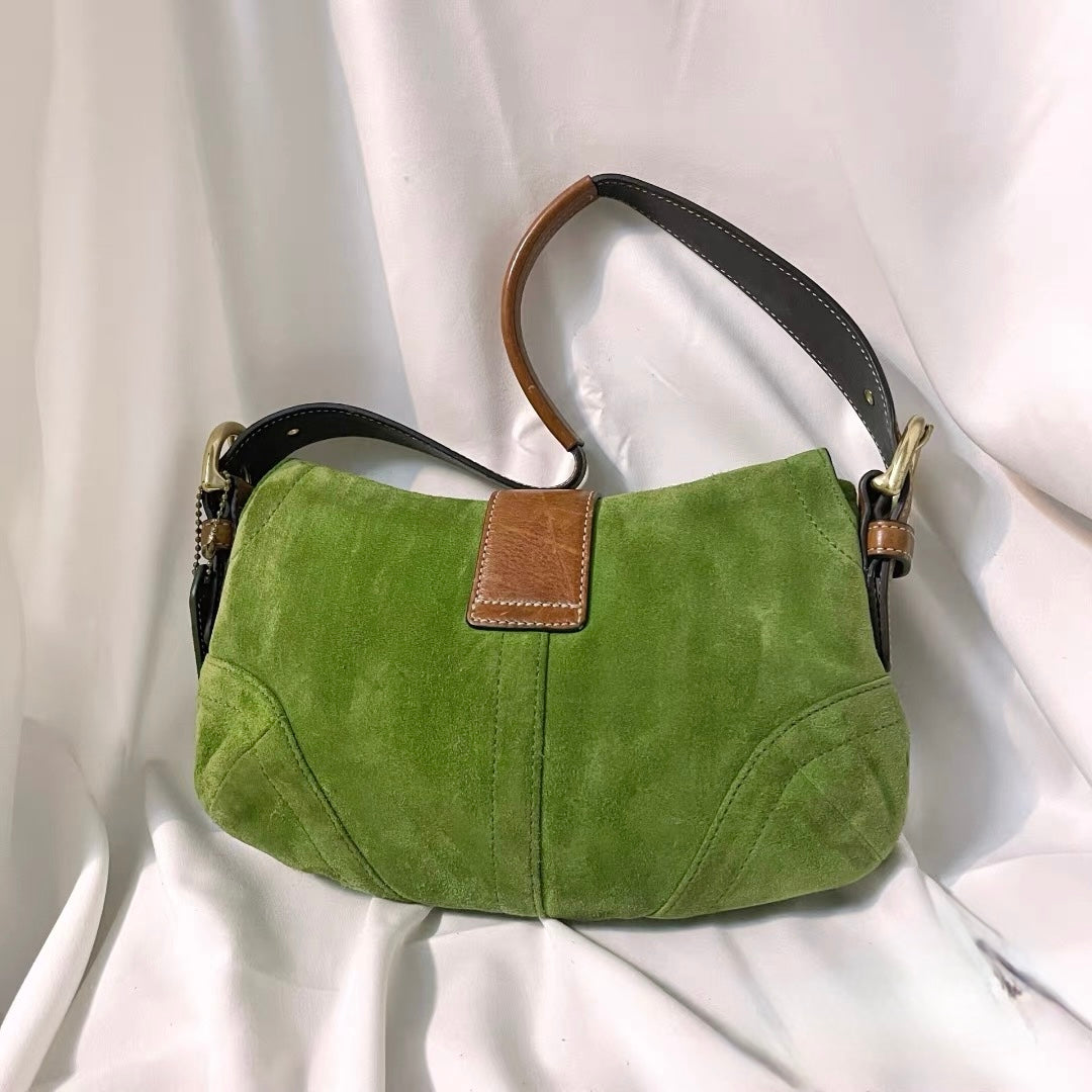 Vintage Coach Buckle Suede Soho in Green Apple