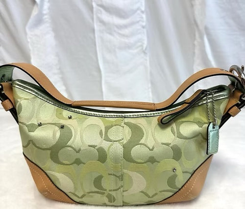 2004 Vintage Coach Green Optic Ladybug Appliqué Shoulder Bag